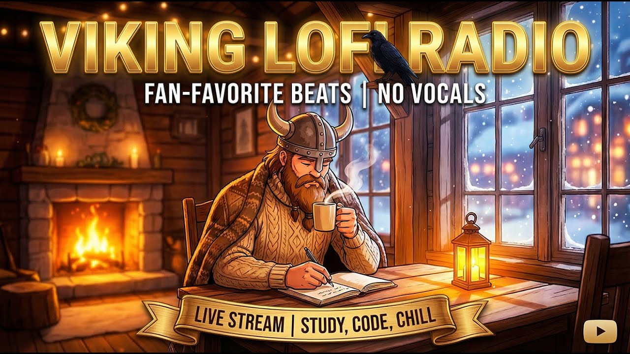 🔴 24/7 LoFi Radio ☕ Viking Cabin Ambience [Beats to Study & Relax]
