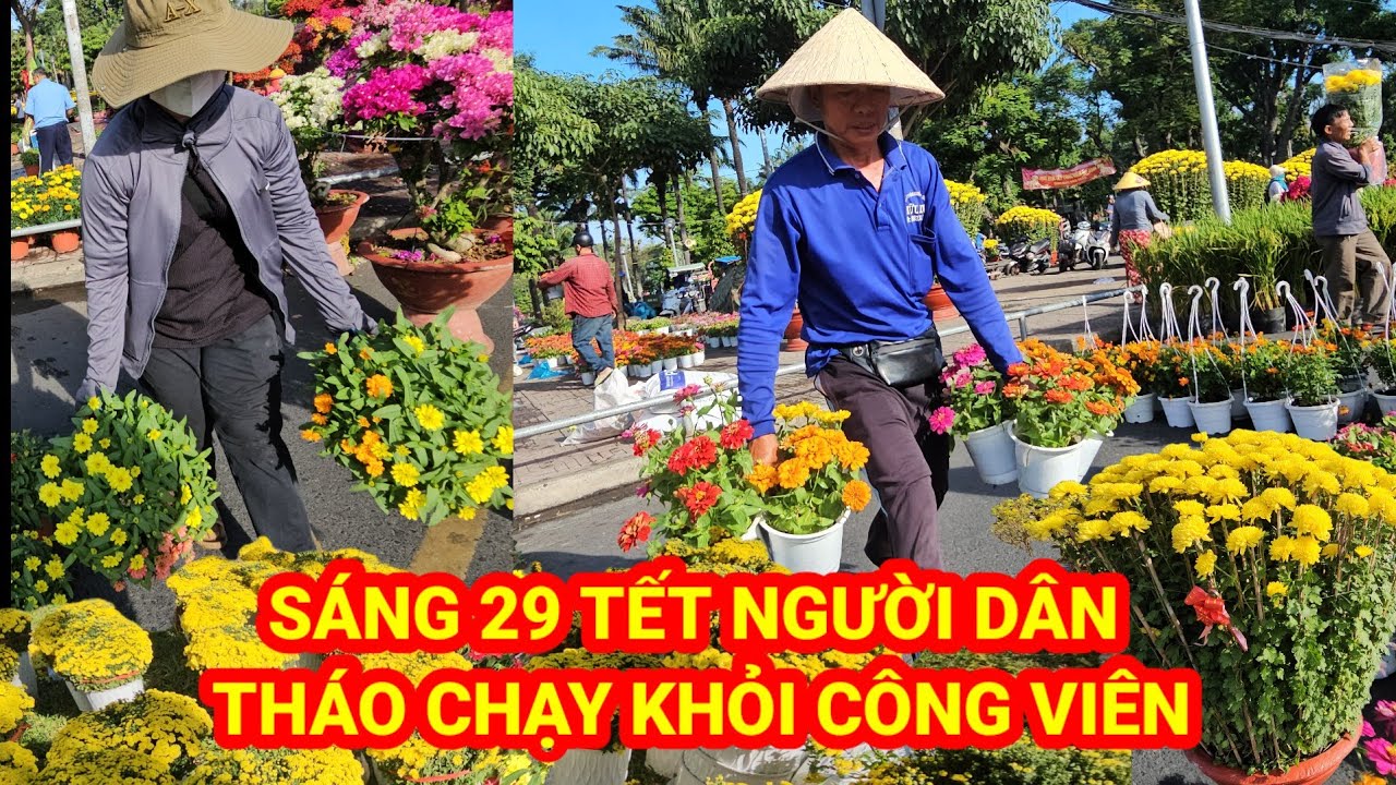 Sáng 29 Tết người dân lũ lượt ôm hoa THÁO CHẠY quá xót xa