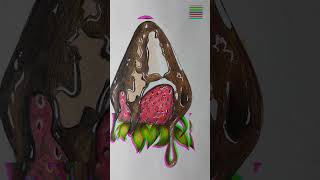 new hyper realistic strawberry with chocolate drawing. #drawing #strawberry #realistic #mr.c artist