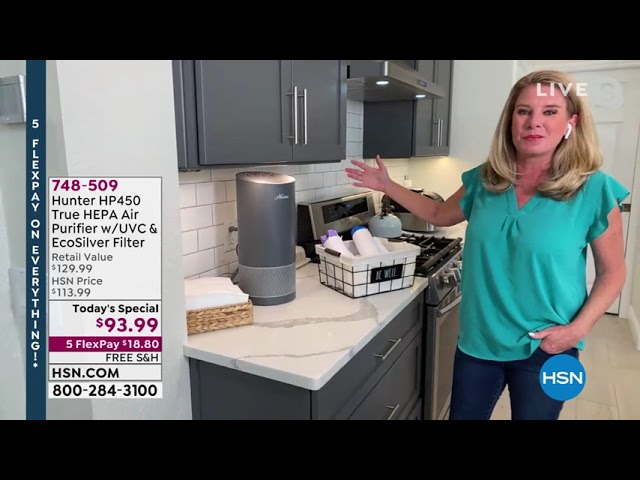 hunter hp450 tower true hepa air purifier with uvc eco youtube