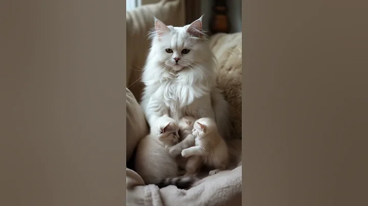 Watch the video about Persian Cat Mom with her Triplets 🐱❤️ #cute #cats #trendingshorts #kittens #trendingcats