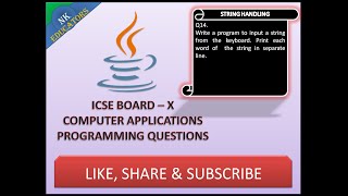 String Handling || Question - 14 || ICSE - X (Java Programming Tutorial)