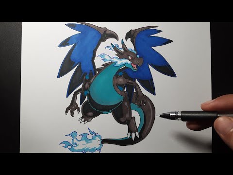 Video How to draw pokemon Charizard Mega X step by step cách... - youtube