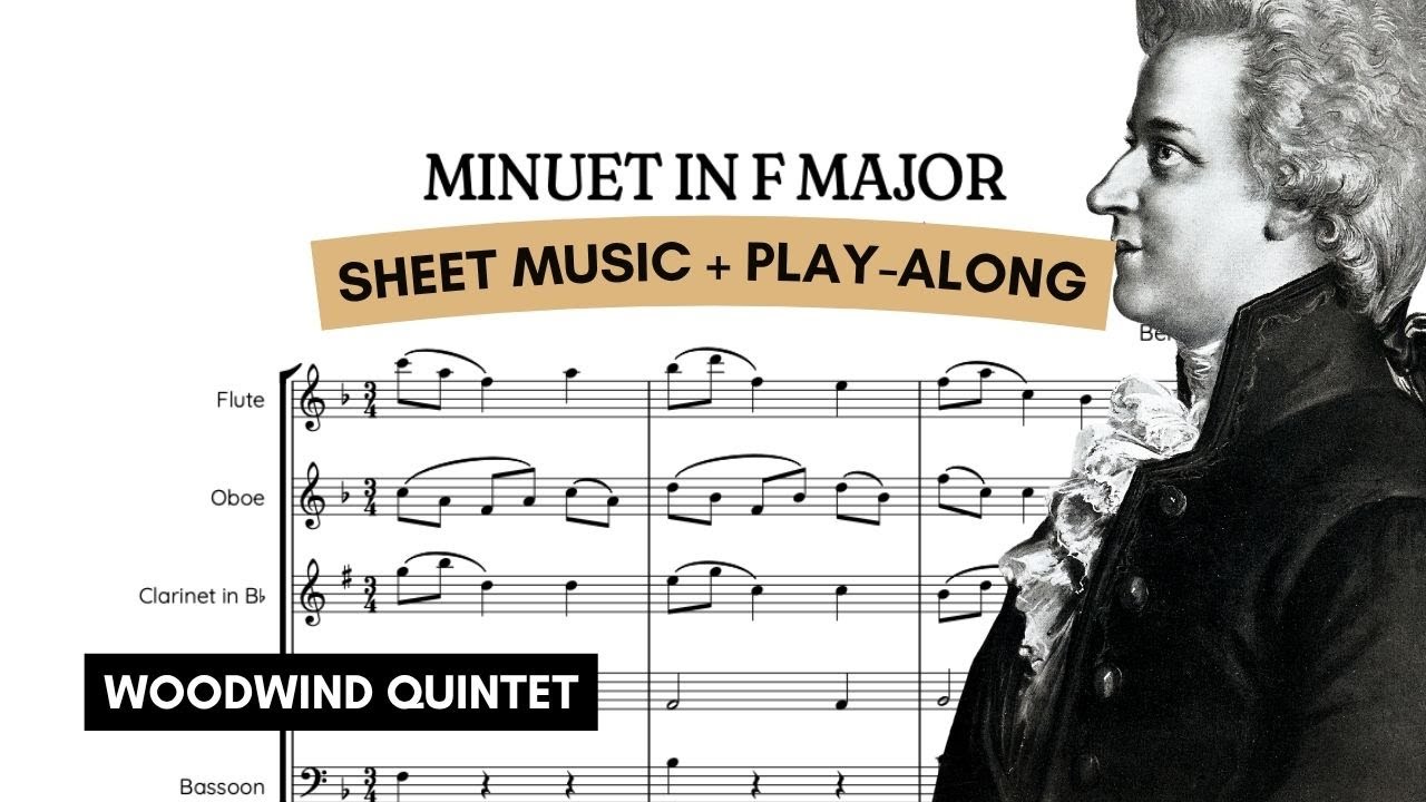 🎵 WOODWIND QUINTET ⁞ Mozart • Minuet in F Major | Video Sheet Music & Play-Along