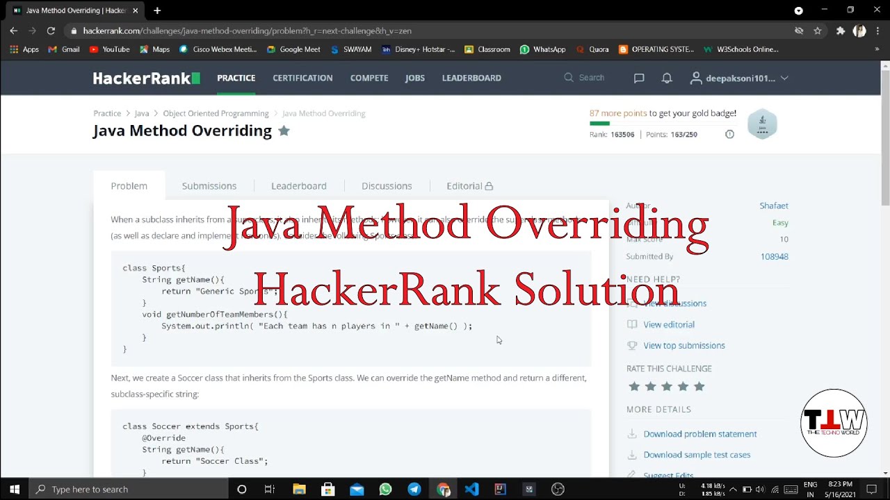 Java Method Overriding | HackerRank Solution - YouTube