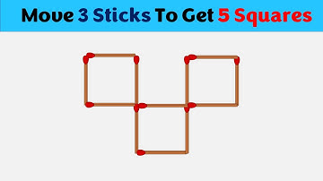 Move 3 Sticks To Form 5 Squares || Matchstick Puzzles