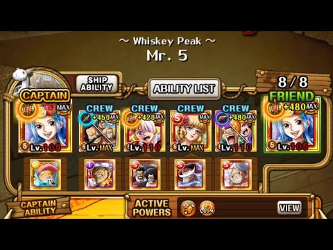 Grand Voyage Whiskey Peak Mr. 5 Lv 2 No Support (One Piece Treasure Cruise) Supp Only Base Stat/HP