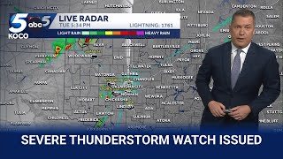 New severe thunderstorm warning issued for storm near Gracemont (5:50 p.m. March 10, 2026)