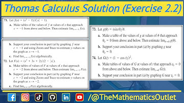 Thomas calculus exercise 2.2 Q71 to Q74 | Limit of a function Calculus || Lec 18