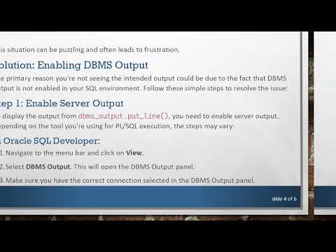 How to Fix dbms_output.put_line() Not Displaying Output in PL/SQL