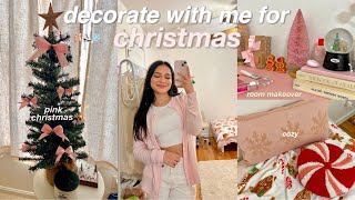 DECORATING MY ROOM FOR CHRISTMAS 2023 🩰⛸️❄️ pink christmas, decor haul, room makeover