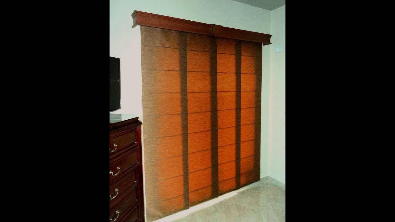 PERSIANA PANEL DESLIZANTE CON CORNISA DE MADERA - YouTube