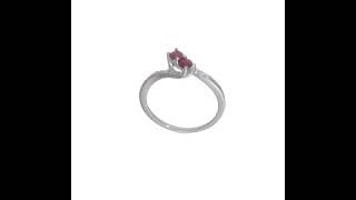 14k White Gold Ruby and Real Diamond 2-stone Bypass Ring