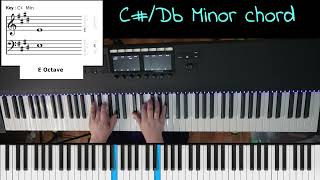 How to play C#/Db MINOR chord for Piano / Keyboard #2-chord inverting in a closed and complete state