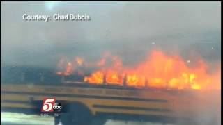 Dramatic Video Shows Empty School Bus Engulfed in Flames