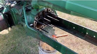 Getting the 1942 John Deere model B’s engine unstuck.