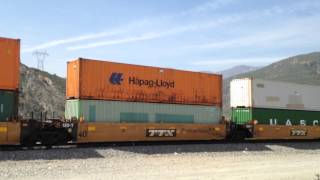UP 5645 Leads Southbound Stack Train passes through Blue Cut CA