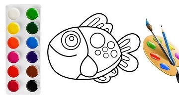Vẽ và tô màu con cá | Fish drawing and painting for kids
