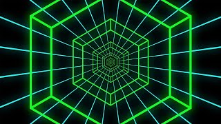 Green Hexagon Outline Glowing Neon Lights Tunnel VJ Loop Moving Background ǁ abstract background