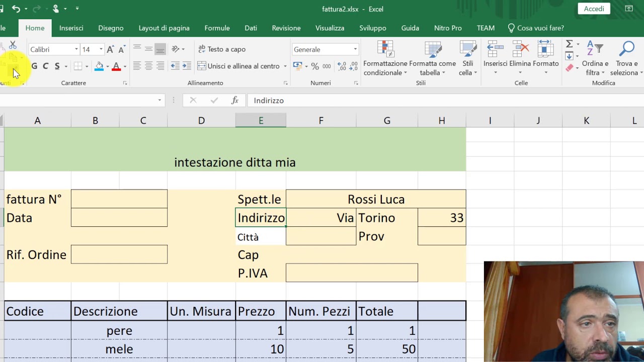 Excel: fattura (parte 2) - clienti