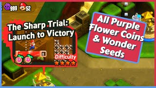The Sharp Trial Launch to Victory - All Purple Coins & Wonder Seeds + Flagpole in Mario Bros Wonder