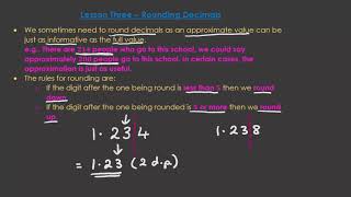Year 7 Decimals Percentages Rates Ratios - Rounding Decimals Intro