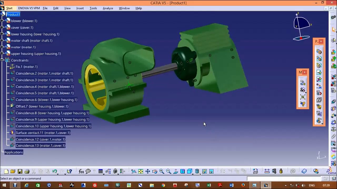 how the CATIA BLOWER ASSEMBLY & DMU KINEMATICS motion - YouTube