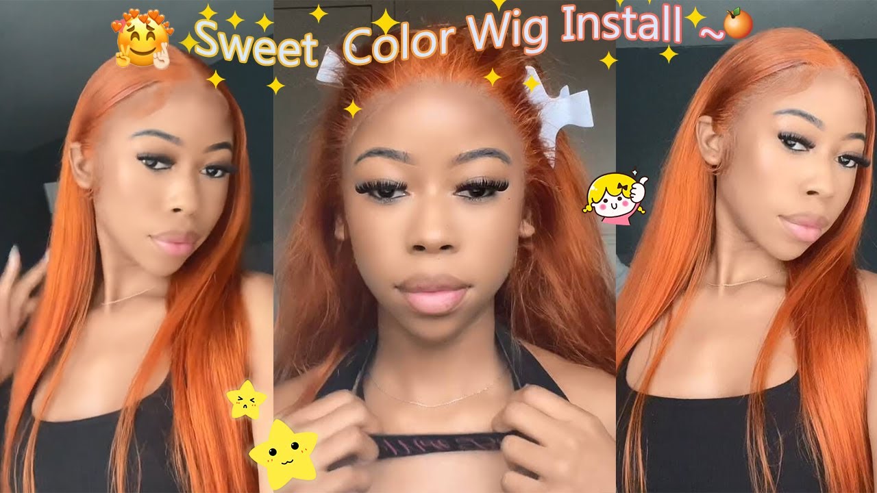 Pre-Color Wig Install!💙💙Orange Color Lace Wig Review✨✨ (Beginner Friendly💖) 
