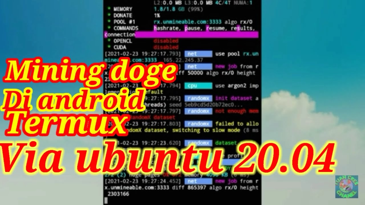 Mining Doge Di Android | Termux Via Ubuntu 20.04 - YouTube
