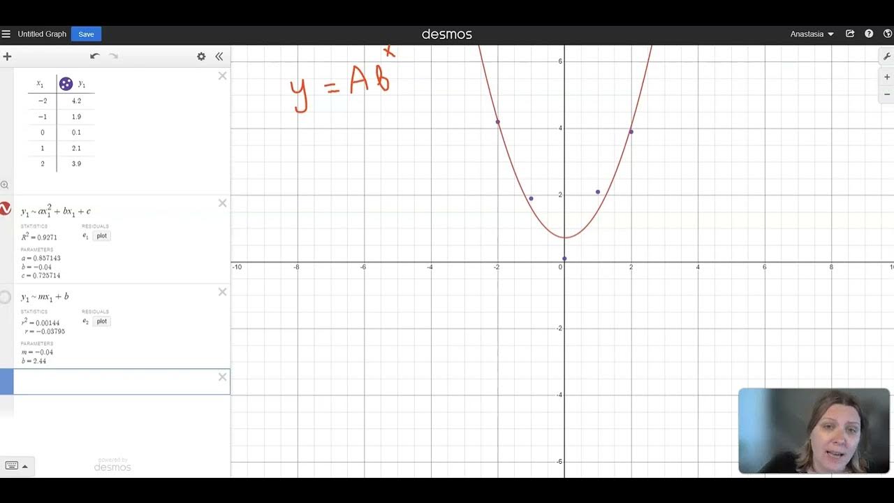 Desmos models exp, linear, quadratic YouTube
