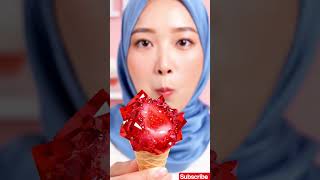 Eating a Ruby Crystal Ice Cream ❤️💎🍦 #food #asmr #mukbang
