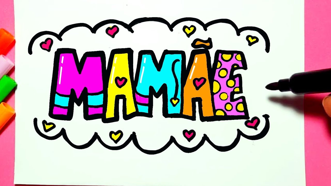 Como desenhar palavra Mamãe fofa Kawaii Dia das mães, Desenhos para ...