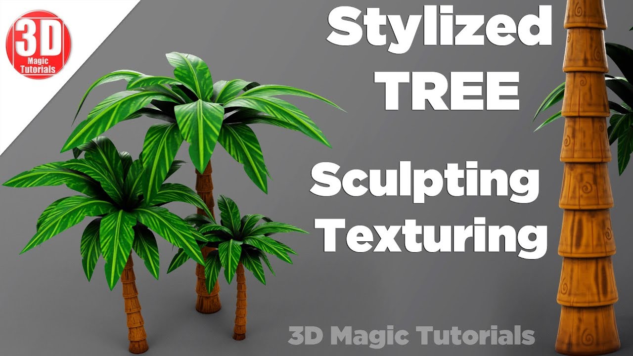 images Palm Tree Texture Stylized blender 2 81 low poly modeling