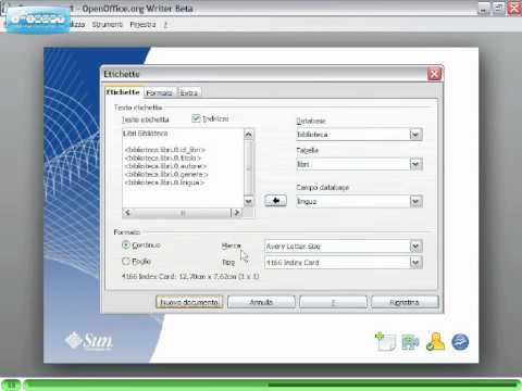 OpenOffice Videotutorial Italiano Parte 10 - Etichette