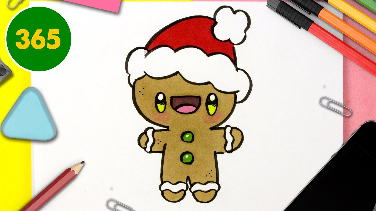 Disegni Di Natale Kawaii.Come Disegnare Biscotto Di Natale Kawaii Speciale Natale Youtube