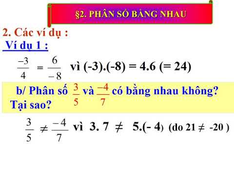 Nội dung học trực tuyến môn Toán Lớp 6 (ngày 31/3/2020) Chủ đề: Phân số bằng nhau