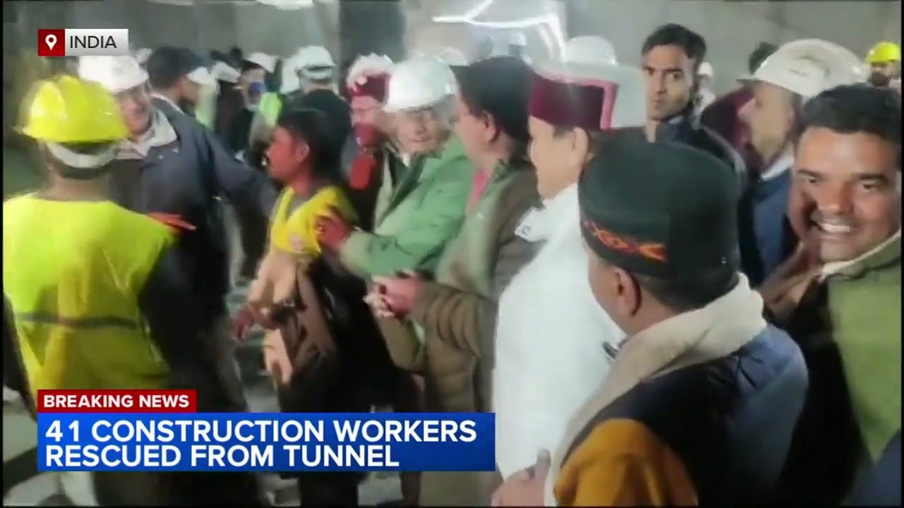 Indian rescuers pull out all 41 workers who were trapped for 17 days