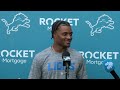 Antoine Green speaks to the media during rookie minicamp