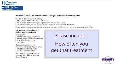 Universal Credit Claim - About your disabilities, illnesses or health - DASH Advice & Information