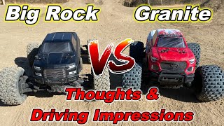 Arrma Big Rock Crew Cab vs. Granite 4x4 3S BLX, impressions and thoughts
