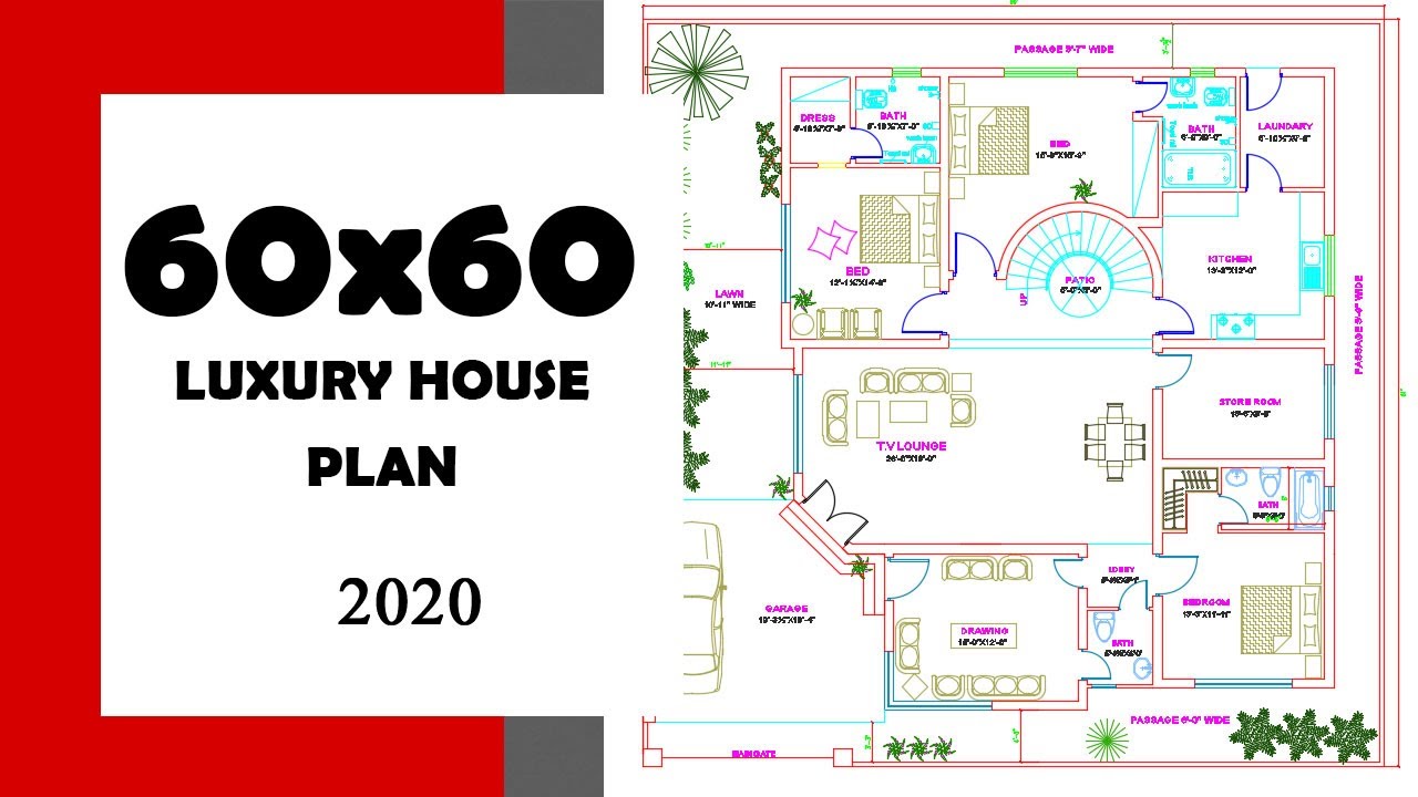 16 Marla 60x60 House Plan Design 3 Bhk House Plan 3600 Sq Ft House Map Youtube
