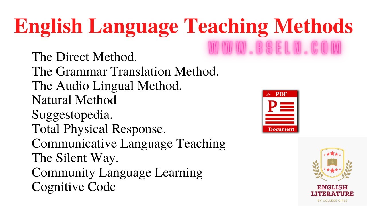 English Language Teaching Methods. English Language Teaching Methods in ...