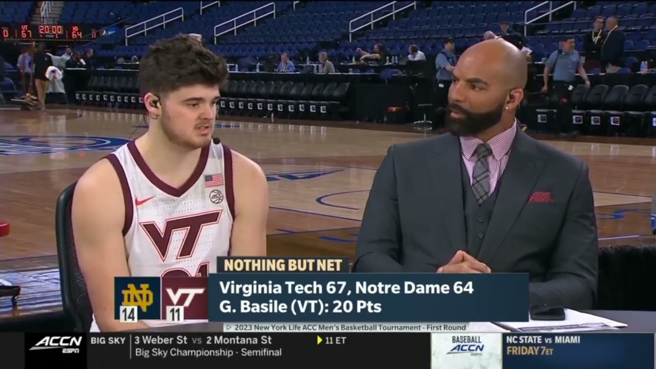 MBB: Grant Basile on set with Nothing But Net Notre Dame (ACC Tournament)
