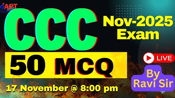 93rd Live Class 50 MCQ |  NOV 2025 CCC Exam | O Level | M1-R5 |Most Repeated Questions|#aptinstitute