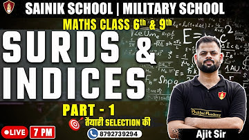 Surds and Indices | Military School Classes 6th | Sainik School Class| Military Coaching Classes 9th