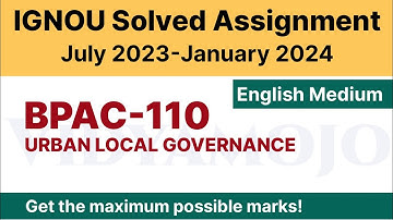 IGNOU BPAC 110 Solved Assignment 2023-24 PDF Download | English Medium | Vidyamojo