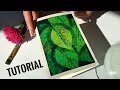 How to make a postcard using real leaf  green leaves painting  leaf imprints  botanical art