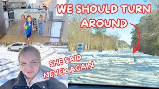 WE SHOULD TURN AROUND... | HER FIRST TIME DRIVING IN A WINTER STORM | Family 5 Vlogs