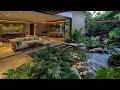 New 2025 Seamless Modern Living Rooms Trend Featured Water Element and Tropical Garden Views