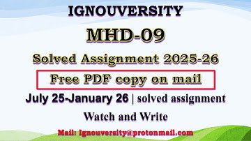 MHD 09 solved assignment 2025-26 in Hindi || mhd 09 solved assignment 2026 || mhd9 2025-26